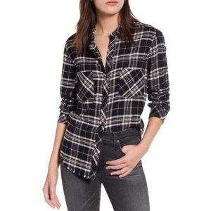 Rails Leo Plaid Flannel Long Sleeve Shirt - Black/Pink - Medium